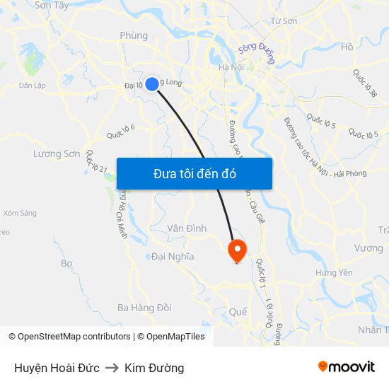 Huyện Hoài Đức to Kim Đường map