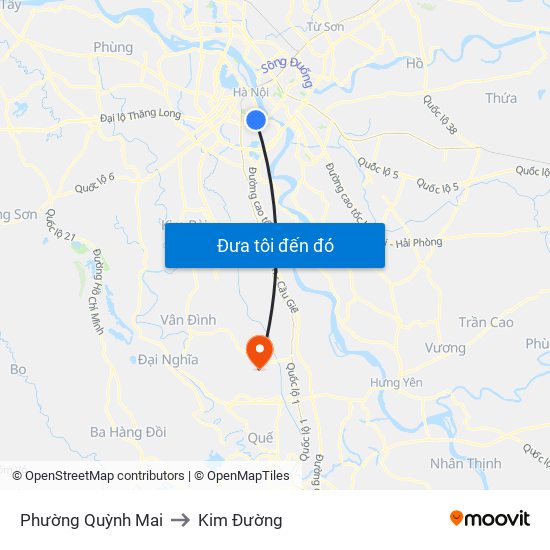 Phường Quỳnh Mai to Kim Đường map