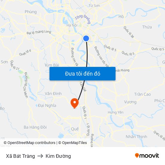 Xã Bát Tràng to Kim Đường map