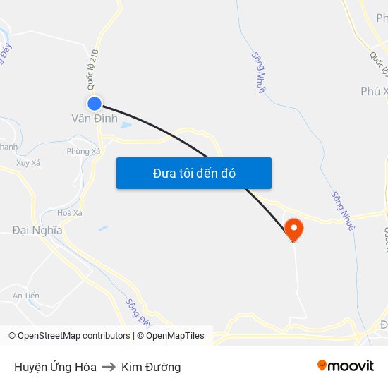 Huyện Ứng Hòa to Kim Đường map