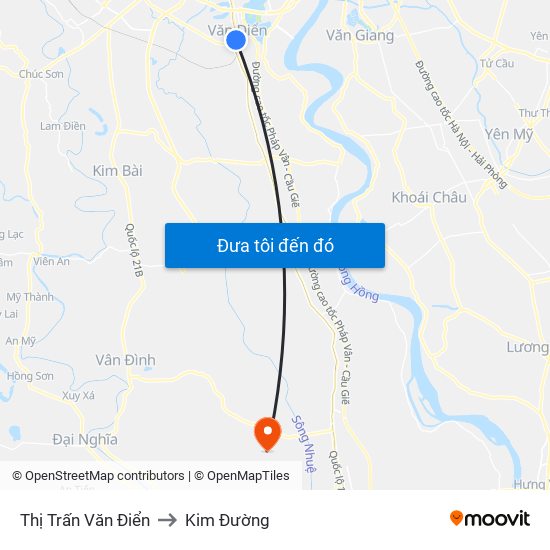 Thị Trấn Văn Điển to Kim Đường map