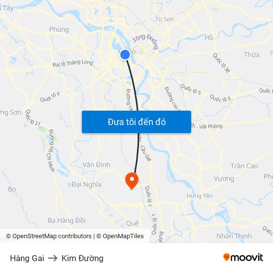 Hàng Gai to Kim Đường map