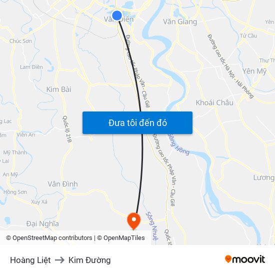 Hoàng Liệt to Kim Đường map