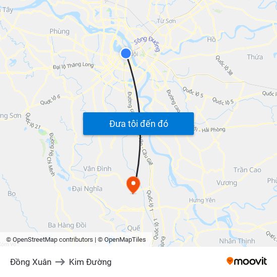 Đồng Xuân to Kim Đường map