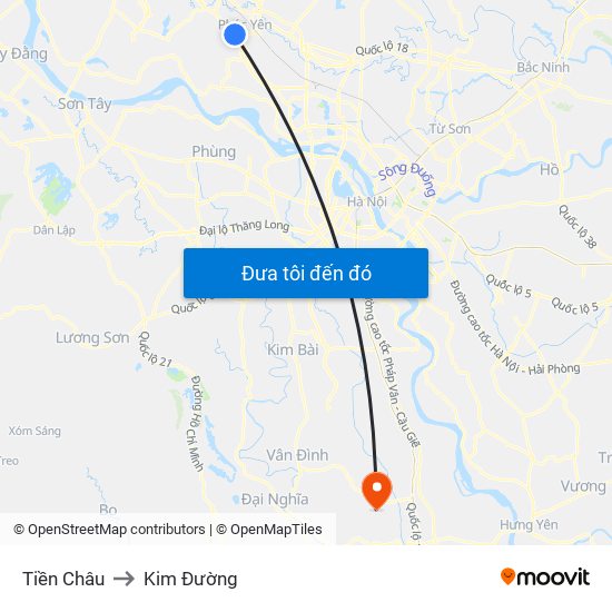 Tiền Châu to Kim Đường map