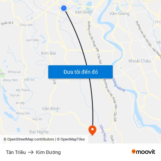 Tân Triều to Kim Đường map