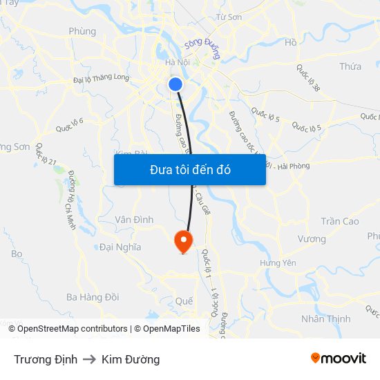 Trương Định to Kim Đường map