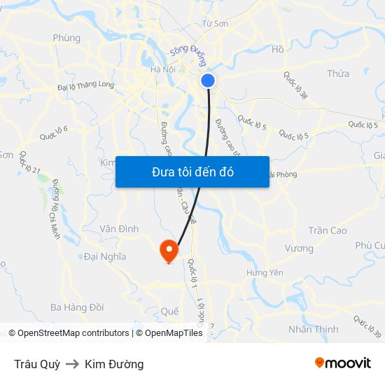 Trâu Quỳ to Kim Đường map