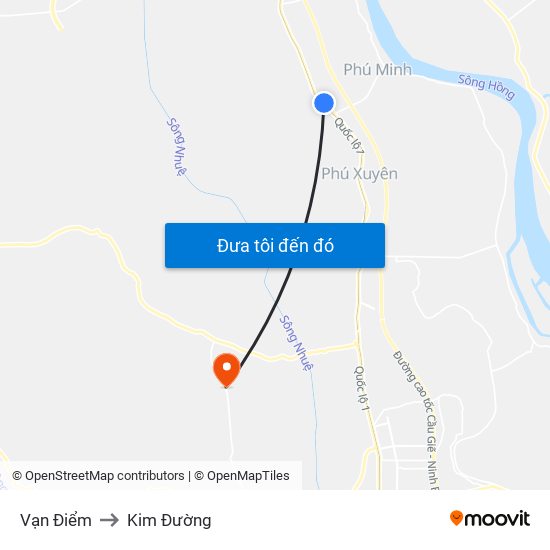 Vạn Điểm to Kim Đường map