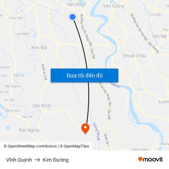 Vĩnh Quỳnh to Kim Đường map