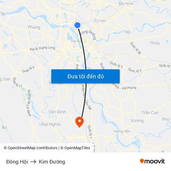 Đông Hội to Kim Đường map