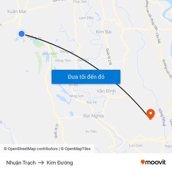 Nhuận Trạch to Kim Đường map