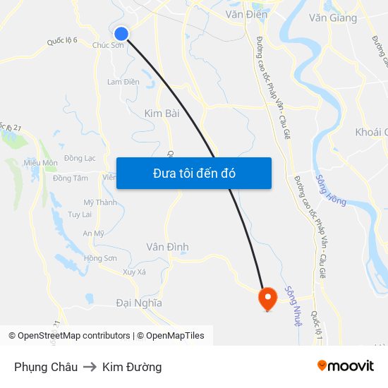 Phụng Châu to Kim Đường map