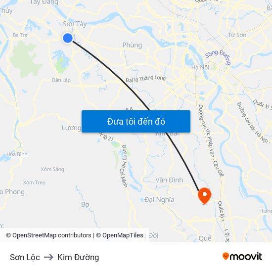 Sơn Lộc to Kim Đường map