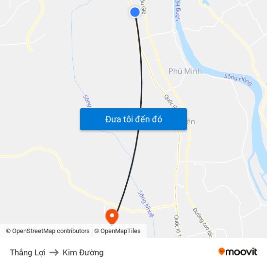 Thắng Lợi to Kim Đường map