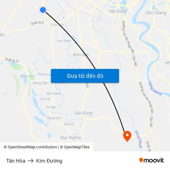 Tân Hòa to Kim Đường map