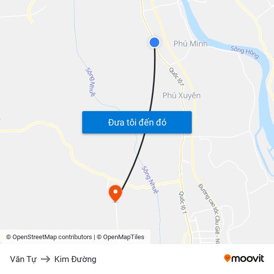 Văn Tự to Kim Đường map