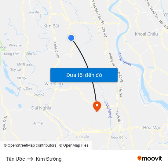 Tân Ước to Kim Đường map