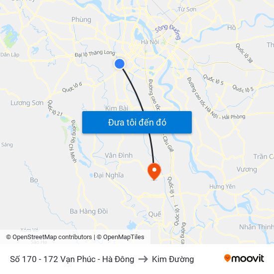 Số 170 - 172 Vạn Phúc - Hà Đông to Kim Đường map