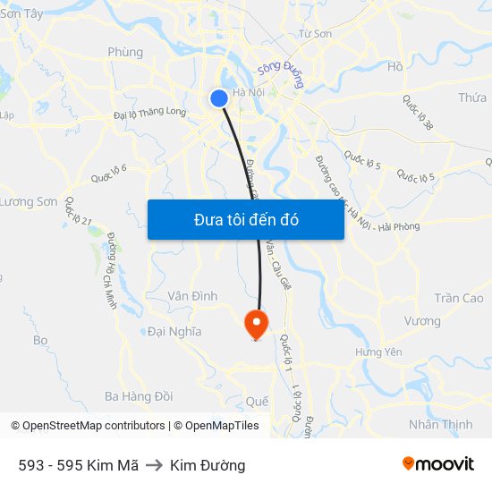 593 - 595 Kim Mã to Kim Đường map