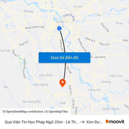 Qua Viện Tin Học Pháp Ngữ 20m - Lê Thanh Nghị to Kim Đường map