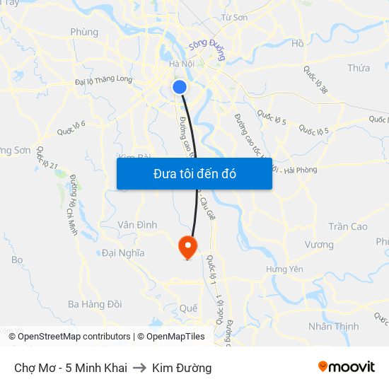 Chợ Mơ - 5 Minh Khai to Kim Đường map