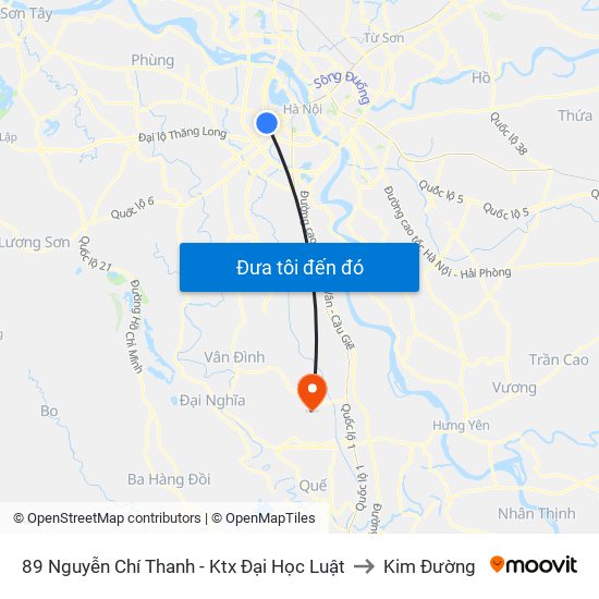 89 Nguyễn Chí Thanh - Ktx Đại Học Luật to Kim Đường map