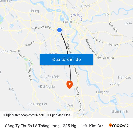 Công Ty Thuốc Lá Thăng Long - 235 Nguyễn Trãi to Kim Đường map