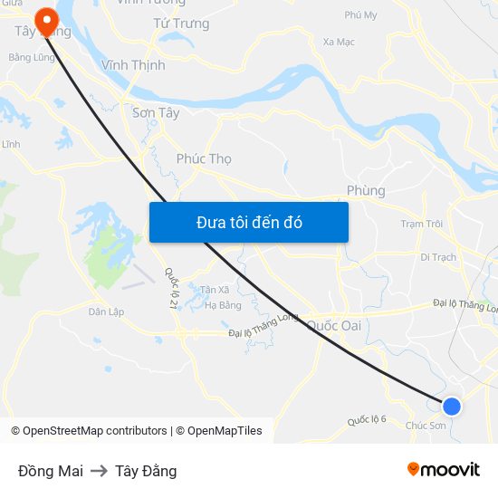 Đồng Mai to Tây Đằng map