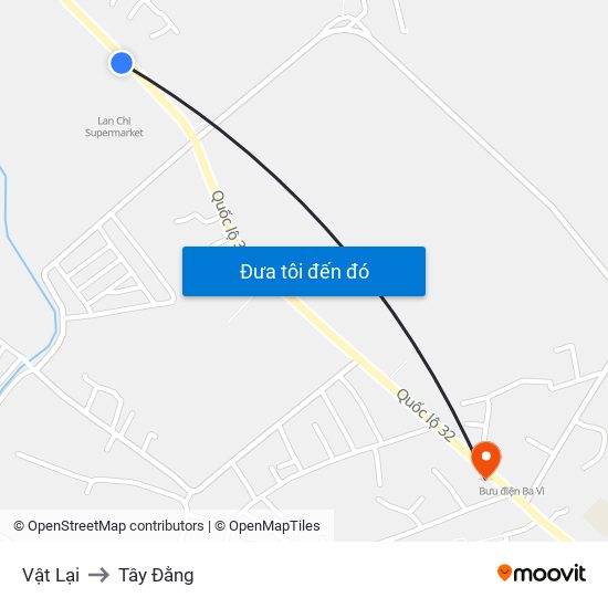 Vật Lại to Tây Đằng map