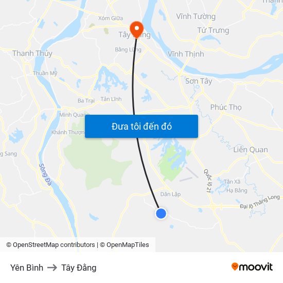 Yên Bình to Tây Đằng map