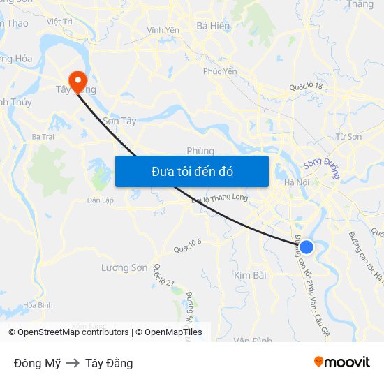 Đông Mỹ to Tây Đằng map