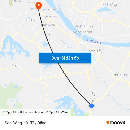 Sơn Đông to Tây Đằng map