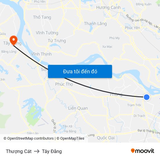 Thượng Cát to Tây Đằng map