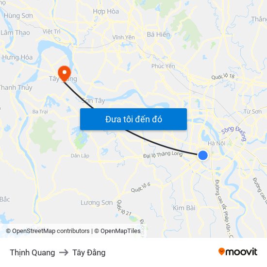 Thịnh Quang to Tây Đằng map