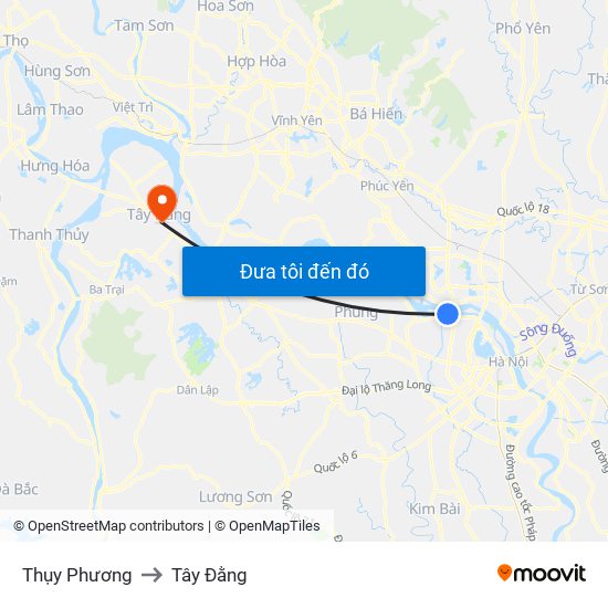 Thụy Phương to Tây Đằng map