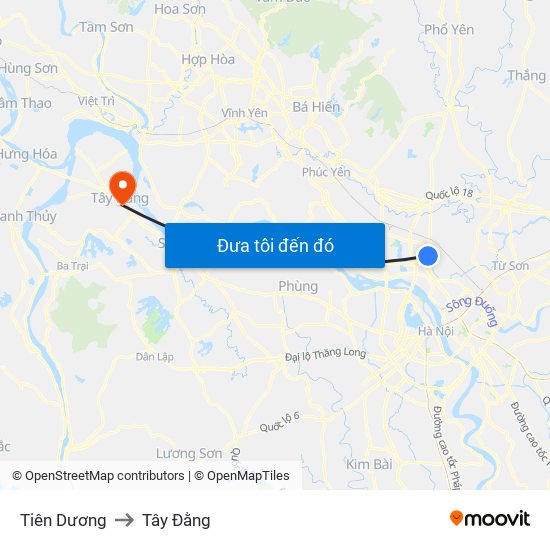 Tiên Dương to Tây Đằng map