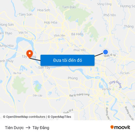 Tiên Dược to Tây Đằng map