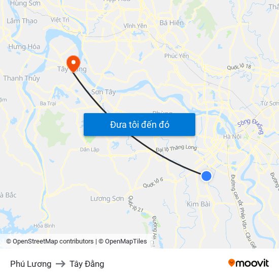 Phú Lương to Tây Đằng map