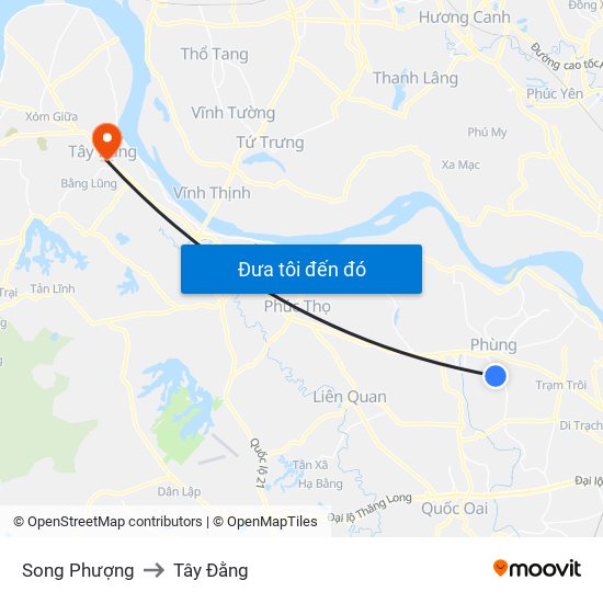 Song Phượng to Tây Đằng map