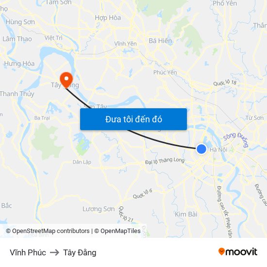 Vĩnh Phúc to Tây Đằng map