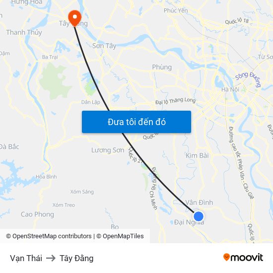 Vạn Thái to Tây Đằng map