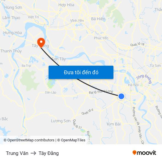 Trung Văn to Tây Đằng map