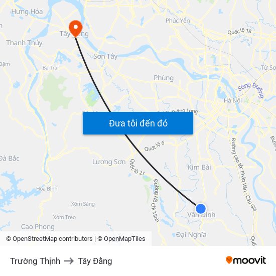 Trường Thịnh to Tây Đằng map