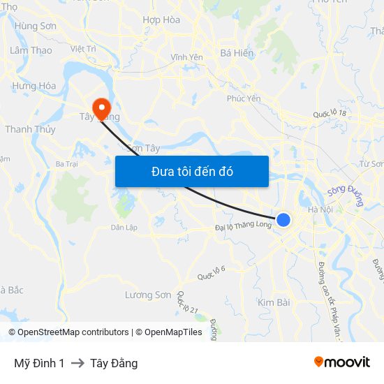 Mỹ Đình 1 to Tây Đằng map