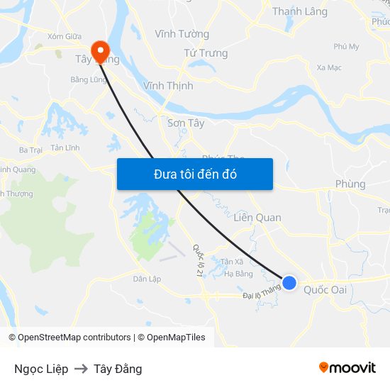 Ngọc Liệp to Tây Đằng map