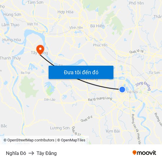 Nghĩa Đô to Tây Đằng map