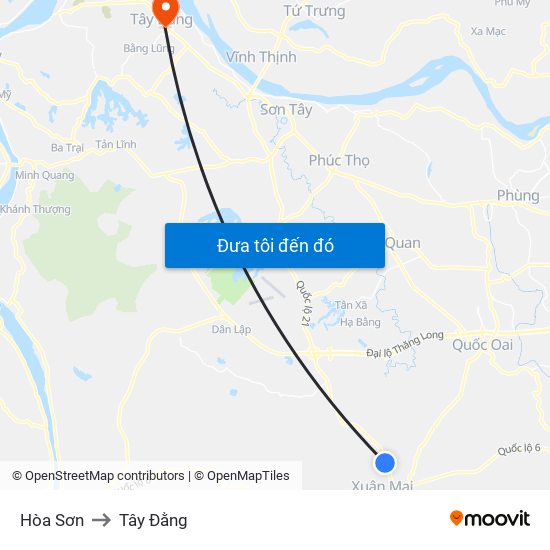 Hòa Sơn to Tây Đằng map