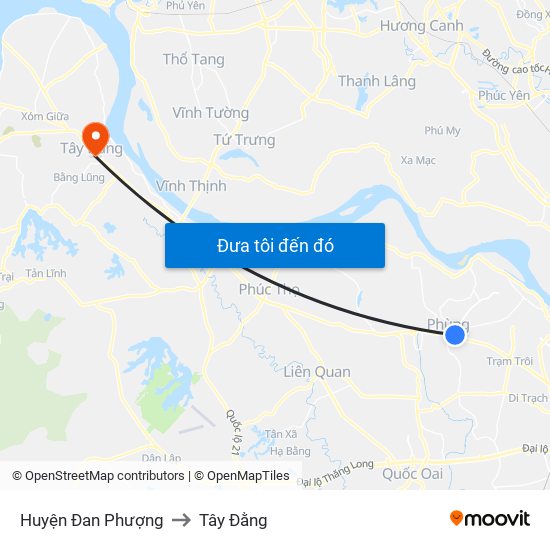 Huyện Đan Phượng to Tây Đằng map