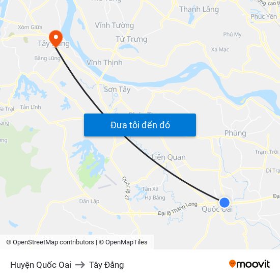 Huyện Quốc Oai to Tây Đằng map